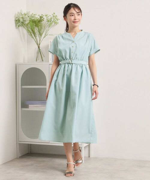 ITS'DEMO / イッツデモ ミニ丈・ひざ丈ワンピース | 【UVケア／洗濯機OK／イージーケア】麻調合繊ブラウジングワンピース | 詳細4