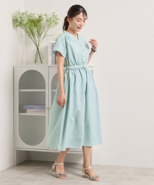 ITS'DEMO / イッツデモ ミニ丈・ひざ丈ワンピース | 【UVケア／洗濯機OK／イージーケア】麻調合繊ブラウジングワンピース | 詳細5