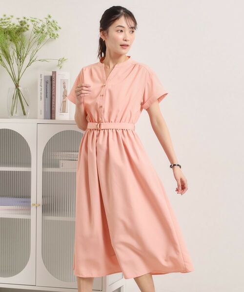 ITS'DEMO / イッツデモ ミニ丈・ひざ丈ワンピース | 【UVケア／洗濯機OK／イージーケア】麻調合繊ブラウジングワンピース | 詳細7