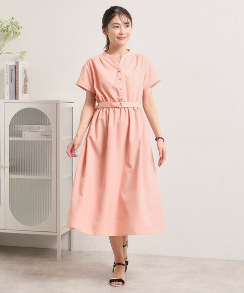 ITS'DEMO / イッツデモ ミニ丈・ひざ丈ワンピース | 【UVケア／洗濯機OK／イージーケア】麻調合繊ブラウジングワンピース | 詳細8