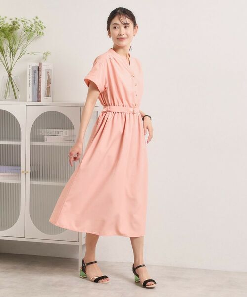 ITS'DEMO / イッツデモ ミニ丈・ひざ丈ワンピース | 【UVケア／洗濯機OK／イージーケア】麻調合繊ブラウジングワンピース | 詳細9