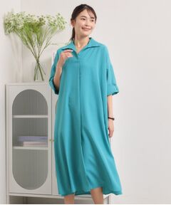 ITS'DEMO / イッツデモ ロング・マキシ丈ワンピース | 【UVケア／洗濯機OK／接触冷感／吸水速乾】麻調合繊スキッパーワンピース