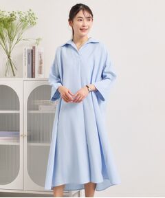 ITS'DEMO / イッツデモ ロング・マキシ丈ワンピース | 【UVケア／洗濯機OK／接触冷感／吸水速乾】麻調合繊スキッパーワンピース