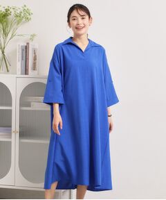 ITS'DEMO / イッツデモ ロング・マキシ丈ワンピース | 【UVケア／洗濯機OK／接触冷感／吸水速乾】麻調合繊スキッパーワンピース