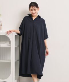 ITS'DEMO / イッツデモ ロング・マキシ丈ワンピース | 【UVケア／洗濯機OK／接触冷感／吸水速乾】麻調合繊スキッパーワンピース