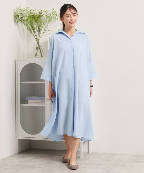 ITS'DEMO / イッツデモ ロング・マキシ丈ワンピース | 【UVケア／洗濯機OK／接触冷感／吸水速乾】麻調合繊スキッパーワンピース | 詳細10