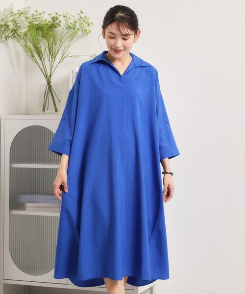 ITS'DEMO / イッツデモ ロング・マキシ丈ワンピース | 【UVケア／洗濯機OK／接触冷感／吸水速乾】麻調合繊スキッパーワンピース | 詳細12