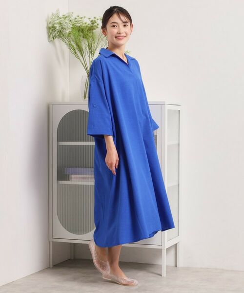 ITS'DEMO / イッツデモ ロング・マキシ丈ワンピース | 【UVケア／洗濯機OK／接触冷感／吸水速乾】麻調合繊スキッパーワンピース | 詳細14