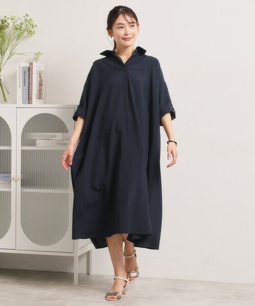 ITS'DEMO / イッツデモ ロング・マキシ丈ワンピース | 【UVケア／洗濯機OK／接触冷感／吸水速乾】麻調合繊スキッパーワンピース | 詳細17