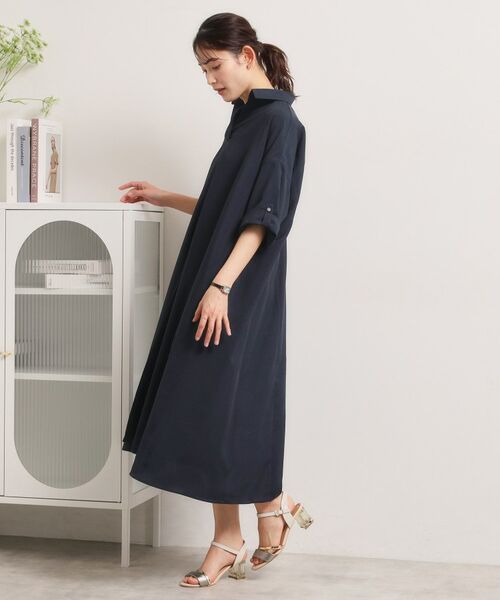 ITS'DEMO / イッツデモ ロング・マキシ丈ワンピース | 【UVケア／洗濯機OK／接触冷感／吸水速乾】麻調合繊スキッパーワンピース | 詳細18
