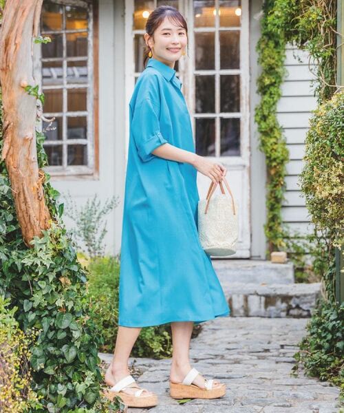 ITS'DEMO / イッツデモ ロング・マキシ丈ワンピース | 【UVケア／洗濯機OK／接触冷感／吸水速乾】麻調合繊スキッパーワンピース | 詳細2