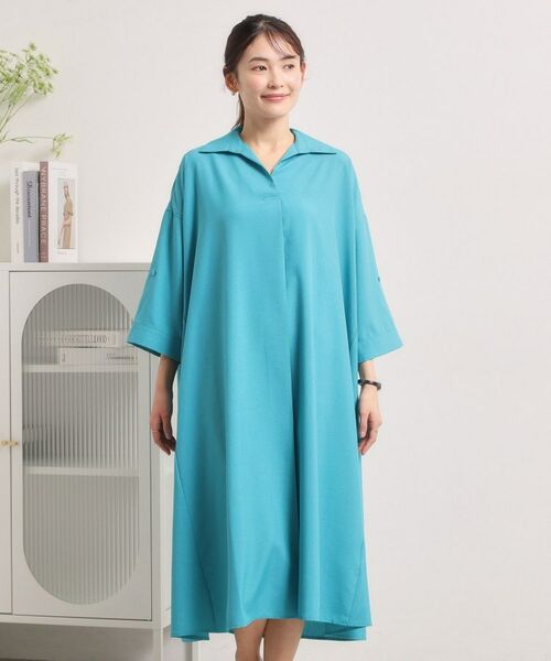 ITS'DEMO / イッツデモ ロング・マキシ丈ワンピース | 【UVケア／洗濯機OK／接触冷感／吸水速乾】麻調合繊スキッパーワンピース | 詳細20