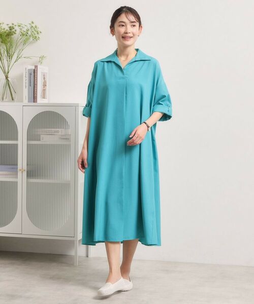 ITS'DEMO / イッツデモ ロング・マキシ丈ワンピース | 【UVケア／洗濯機OK／接触冷感／吸水速乾】麻調合繊スキッパーワンピース | 詳細5