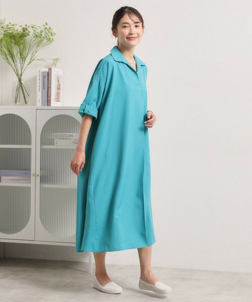 ITS'DEMO / イッツデモ ロング・マキシ丈ワンピース | 【UVケア／洗濯機OK／接触冷感／吸水速乾】麻調合繊スキッパーワンピース | 詳細6