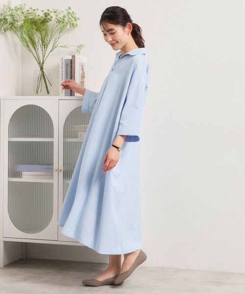 ITS'DEMO / イッツデモ ロング・マキシ丈ワンピース | 【UVケア／洗濯機OK／接触冷感／吸水速乾】麻調合繊スキッパーワンピース | 詳細9