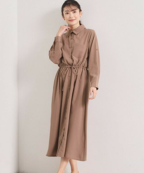ITS'DEMO / イッツデモ ロング・マキシ丈ワンピース | 【UVケア／接触冷感／吸水速乾】ロールアップ袖ワンピース（モカブラウン(042)）