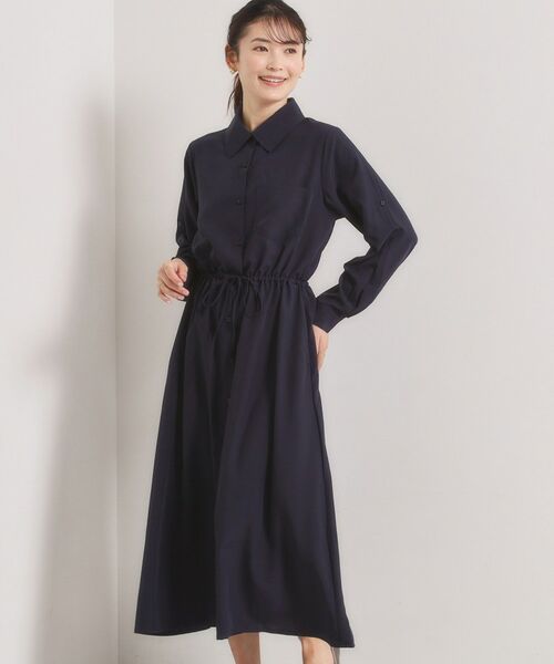 ITS'DEMO / イッツデモ ロング・マキシ丈ワンピース | 【UVケア／接触冷感／吸水速乾】ロールアップ袖ワンピース（ネイビー(094)）