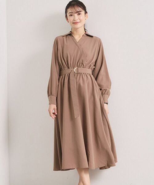 ITS'DEMO / イッツデモ ロング・マキシ丈ワンピース | 【UVケア／洗濯機OK】カシュクールワンピース（モカブラウン(042)）