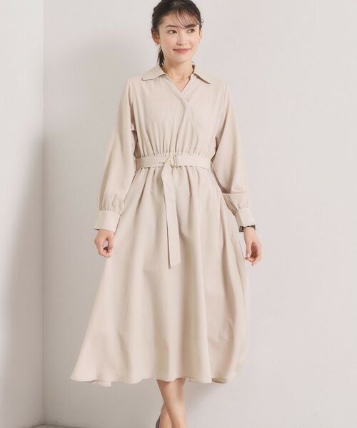 ITS'DEMO / イッツデモ ロング・マキシ丈ワンピース | 【UVケア／洗濯機OK】カシュクールワンピース（グレージュ(050)）