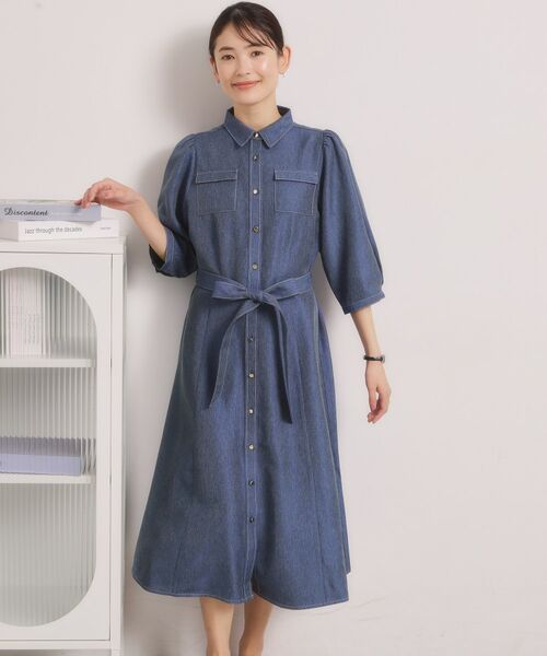 ITS'DEMO / イッツデモ ロング・マキシ丈ワンピース | デニム風ワンピース（ネイビー(094)）