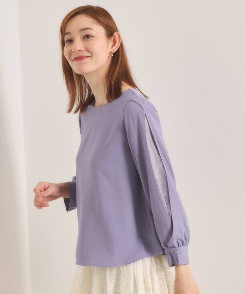 ITS'DEMO / イッツデモ シャツ・ブラウス | 【手洗い可】袖スリットレースブラウス（チャコールグレー(014)）