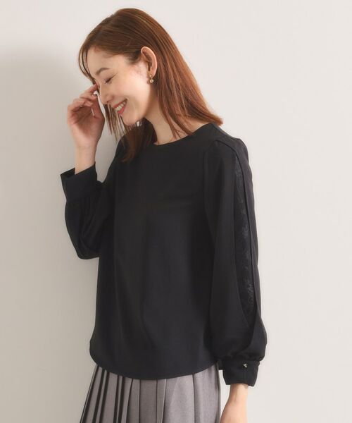 ITS'DEMO / イッツデモ シャツ・ブラウス | 【手洗い可】袖スリットレースブラウス（ブラック(019)）