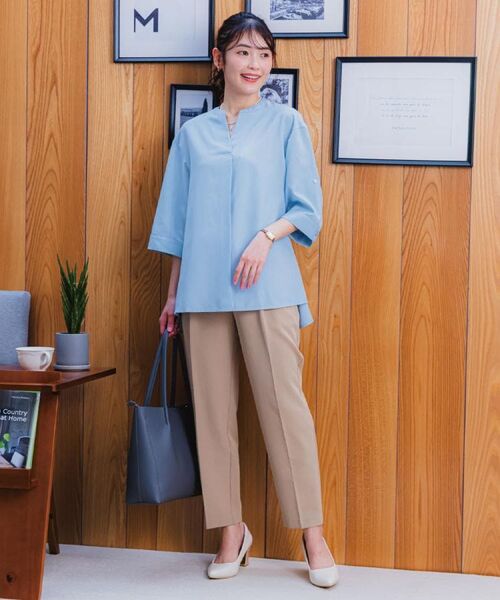 ITS'DEMO / イッツデモ シャツ・ブラウス | 【UVケア／洗濯機OK／接触冷感／吸水速乾】麻調合繊スキッパーチュニック | 詳細1