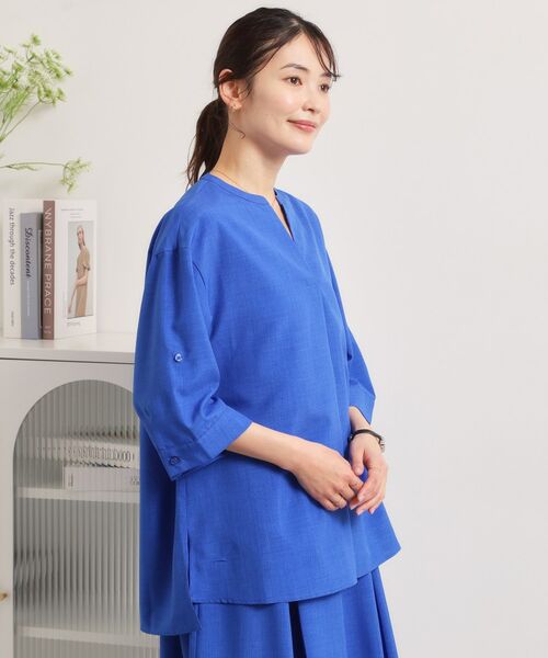 ITS'DEMO / イッツデモ シャツ・ブラウス | 【UVケア／洗濯機OK／接触冷感／吸水速乾】麻調合繊スキッパーチュニック | 詳細15