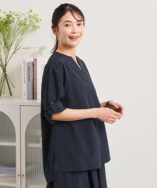 ITS'DEMO / イッツデモ シャツ・ブラウス | 【UVケア／洗濯機OK／接触冷感／吸水速乾】麻調合繊スキッパーチュニック | 詳細19