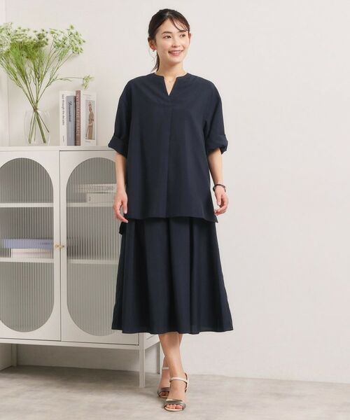 ITS'DEMO / イッツデモ シャツ・ブラウス | 【UVケア／洗濯機OK／接触冷感／吸水速乾】麻調合繊スキッパーチュニック | 詳細20