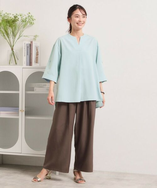 ITS'DEMO / イッツデモ シャツ・ブラウス | 【UVケア／洗濯機OK／接触冷感／吸水速乾】麻調合繊スキッパーチュニック | 詳細4