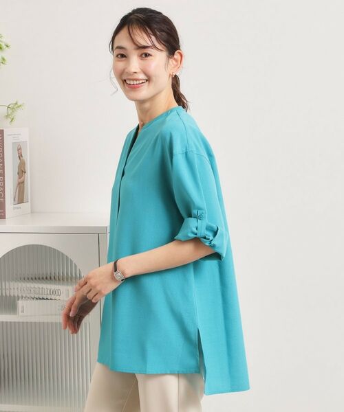 ITS'DEMO / イッツデモ シャツ・ブラウス | 【UVケア／洗濯機OK／接触冷感／吸水速乾】麻調合繊スキッパーチュニック | 詳細7