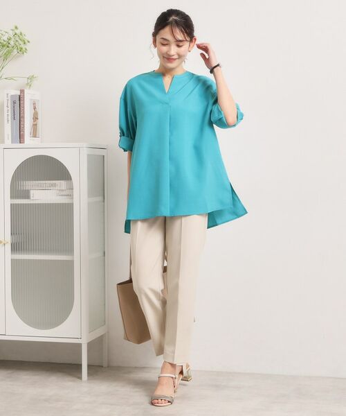 ITS'DEMO / イッツデモ シャツ・ブラウス | 【UVケア／洗濯機OK／接触冷感／吸水速乾】麻調合繊スキッパーチュニック | 詳細8