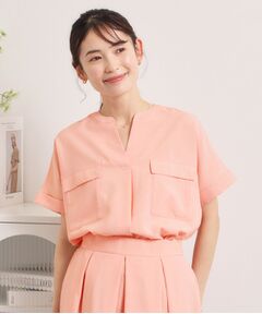 ITS'DEMO / イッツデモ シャツ・ブラウス | 【UVケア／洗濯機OK／接触冷感／吸水速乾】麻調合繊ポケ付きブラウス