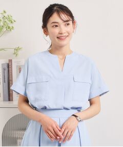 ITS'DEMO / イッツデモ シャツ・ブラウス | 【UVケア／洗濯機OK／接触冷感／吸水速乾】麻調合繊ポケ付きブラウス