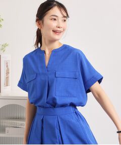 ITS'DEMO / イッツデモ シャツ・ブラウス | 【UVケア／洗濯機OK／接触冷感／吸水速乾】麻調合繊ポケ付きブラウス