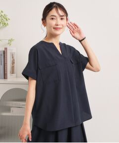 ITS'DEMO / イッツデモ シャツ・ブラウス | 【UVケア／洗濯機OK／接触冷感／吸水速乾】麻調合繊ポケ付きブラウス
