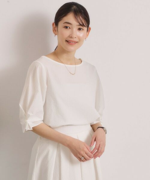 ITS'DEMO / イッツデモ シャツ・ブラウス | 【手洗い可／セットアップ可】サッカーブラウス（オフホワイト(003)）