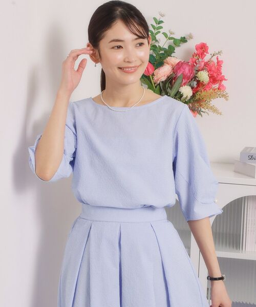 ITS'DEMO / イッツデモ シャツ・ブラウス | 【手洗い可／セットアップ可】サッカーブラウス（ブルー(092)）