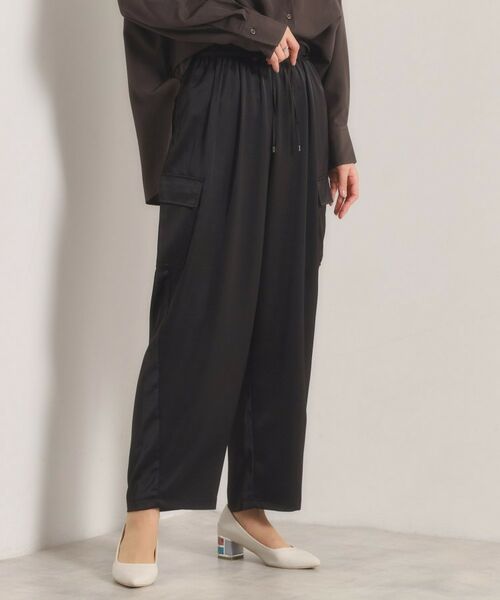 ITS'DEMO / イッツデモ パンツ | 【手洗い可】サテンカーゴパンツ（ブラック(019)）