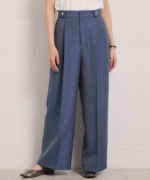 ITS'DEMO / イッツデモ パンツ | デニム風ワイドパンツ（ネイビー(094)）
