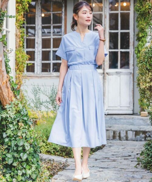 ITS'DEMO / イッツデモ スカート | 【UVケア／洗濯機OK／イージーケア】麻調合繊タックスカート | 詳細1