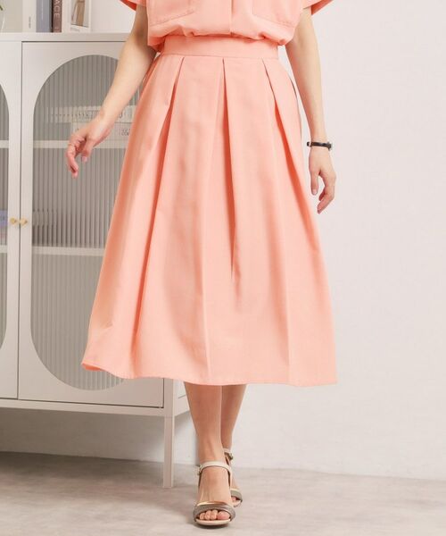 ITS'DEMO / イッツデモ スカート | 【UVケア／洗濯機OK／イージーケア】麻調合繊タックスカート（オレンジ(065)）