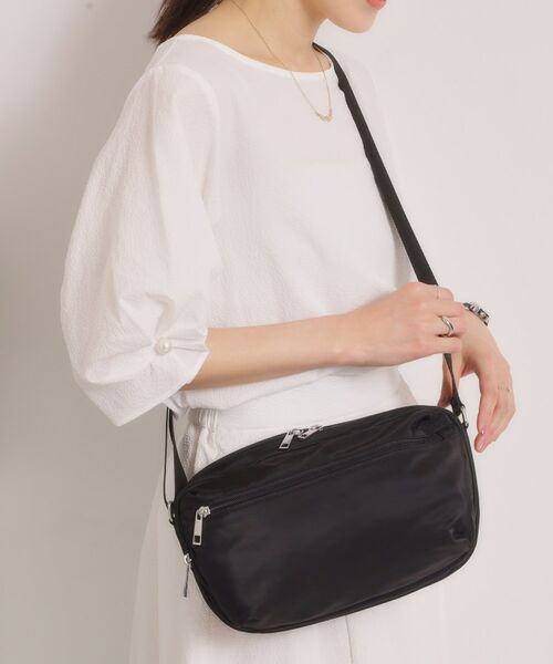 ITS'DEMO / イッツデモ ショルダーバッグ | 【8ポケット】裏地ストライプショルダー（ブラック(019)）