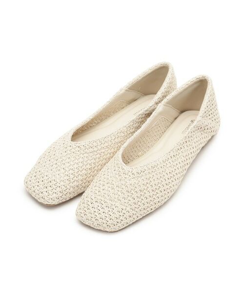 ITS'DEMO / イッツデモ パンプス | 【3E幅】スクエアフラットパンプス（アイボリー(404)）