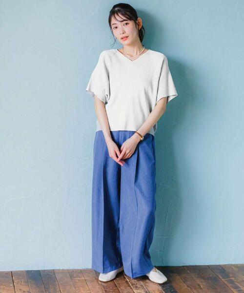 ITS'DEMO / イッツデモ ニット・セーター | 【遮熱／接触冷感／手洗い可】Vネックサマーニット | 詳細1