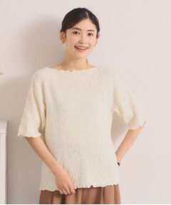 ITS'DEMO / イッツデモ カットソー | シャーリング5分袖プルオーバー