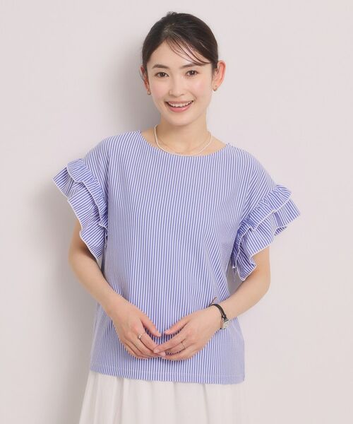 ITS'DEMO / イッツデモ カットソー | カットサッカー袖フリルトップス | 詳細13