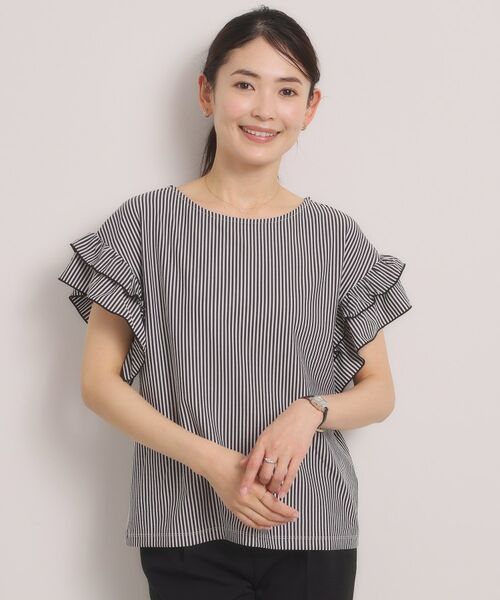 ITS'DEMO / イッツデモ カットソー | カットサッカー袖フリルトップス（オフホワイト(303)）