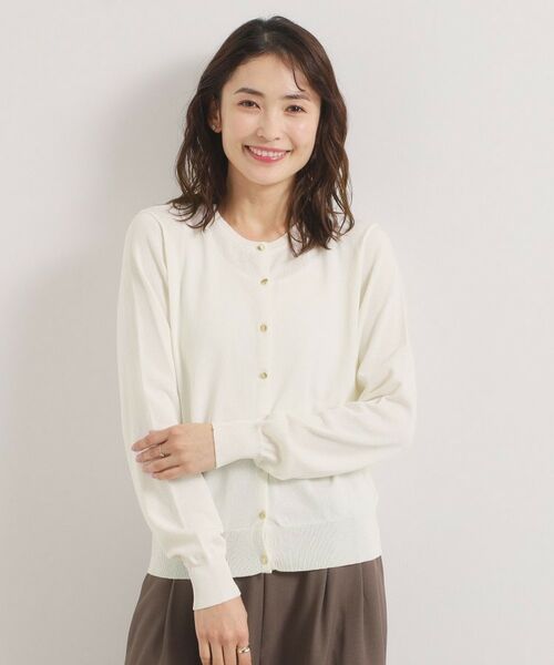 ITS'DEMO / イッツデモ カーディガン・ボレロ | 【UVカット／毛玉防止／手洗い可】クルーネックニットカーディガン（オフホワイト(003)）
